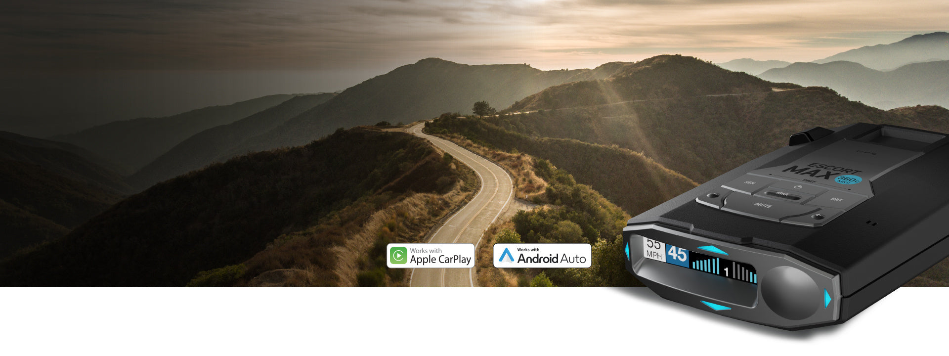 MAX 360c radar detector over scenic mountain road