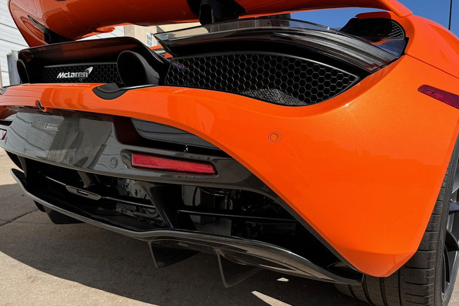 mclaren 720s spider with redline ci 360c custom installed radar detector rear bumper